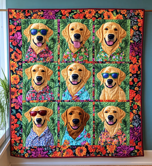 Summer Retriever Joy Quilted Blanket - Throw (55" x 60")