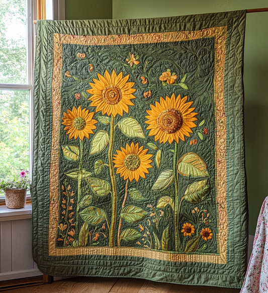 Sunflower Garden Quilted Blanket - Throw (55" x 60")