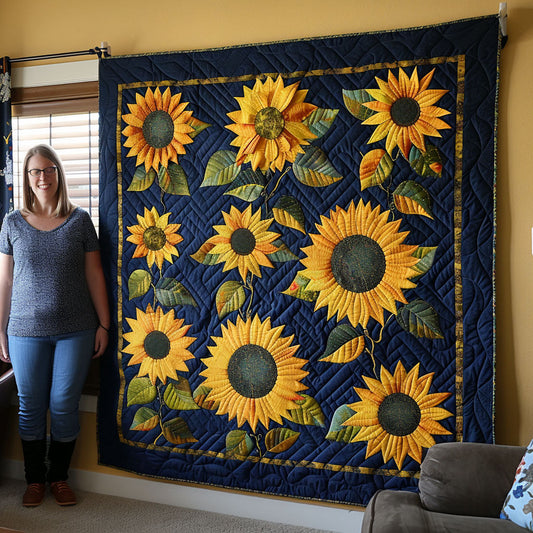 Sunflower Harmony Quilted Blanket - Throw (55" x 60")