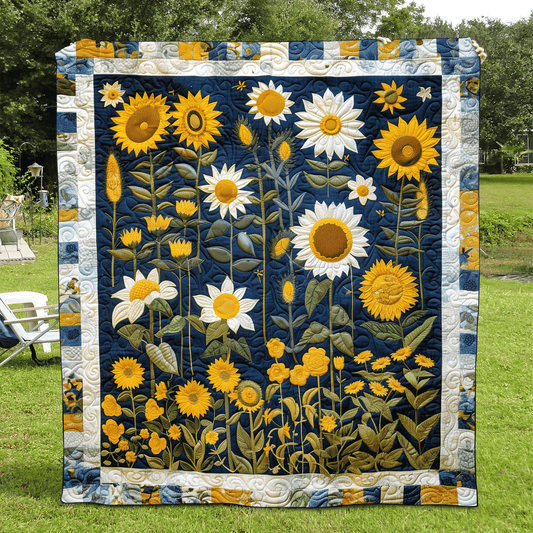 Sunflower Night Quilted Blanket - Throw (55" x 60")