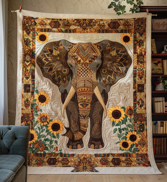 Sunflower Safari Quilted Blanket - Throw (55" x 60")