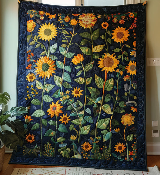 Sunflower Splendor Quilted Blanket - Throw (55" x 60")