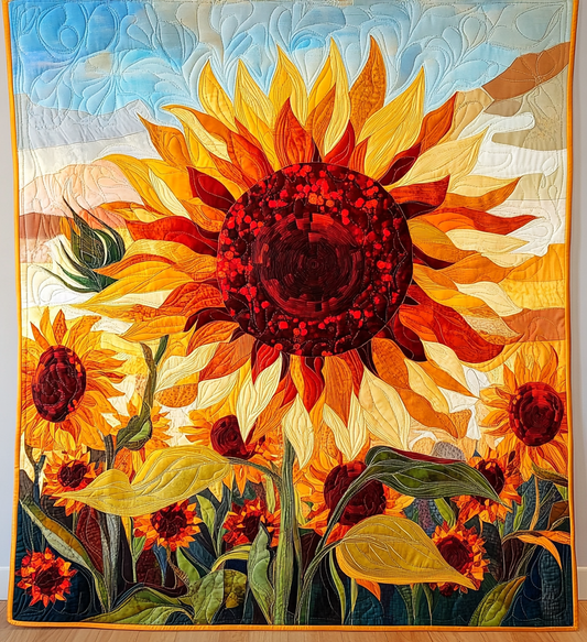 Sunflower Sunset Quilted Blanket - Throw (55" x 60")