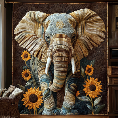 Throw (55'' x 60'') /Sunflower Elephant Quilted Blanket