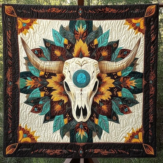 Sunflower Skull Spirit Quilted Blanket - Throw (55" x 60")