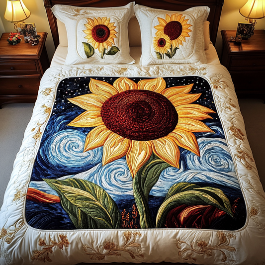 Sunflower Symphony 3-Piece Quilted Bedding Set - Single (59" x 70")