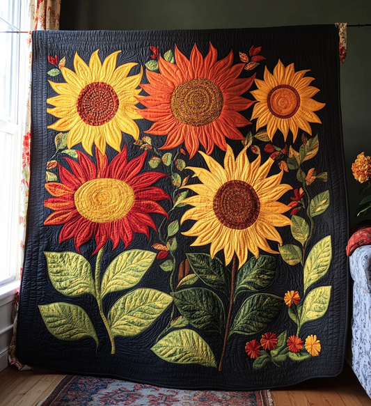 Sunflowers Collection Quilted Blanket - Throw (55" x 60")