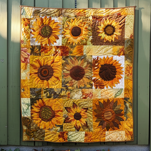 Sunflowers Garden Quilted Blanket - Throw (55" x 60")