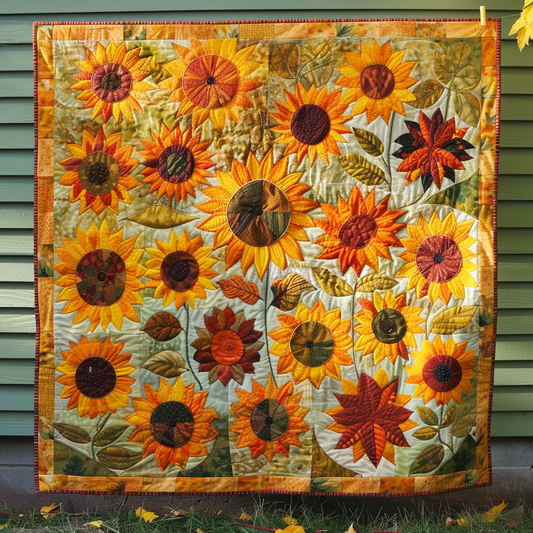 Sunflowers Garden Quilted Blanket - Throw (55" x 60")