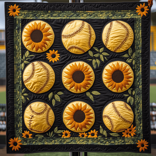 Sunflowers Game Quilted Blanket - Throw (55" x 60")