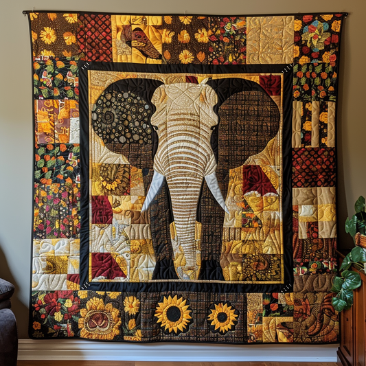 Sunlit Elephant Quilted Blanket - Throw (55" x 60")