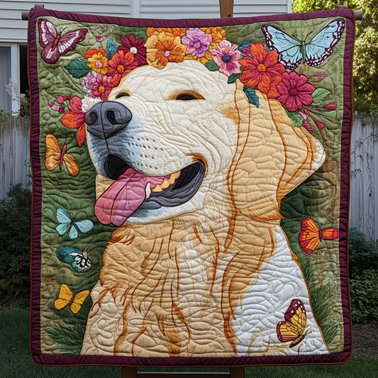 Sunlit Joyful Paws Quilted Blanket - Throw (55" x 60")