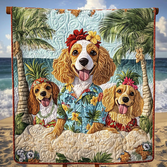 Sunlit Spaniel Afternoon Quilted Blanket - Throw (55" x 60")
