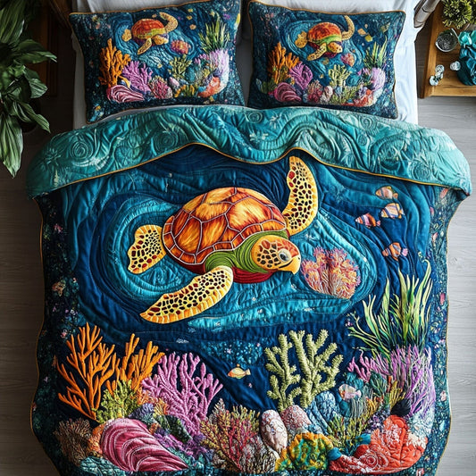 Sunlit Waters 3-Piece Quilted Bedding Set - Single (59" x 70")