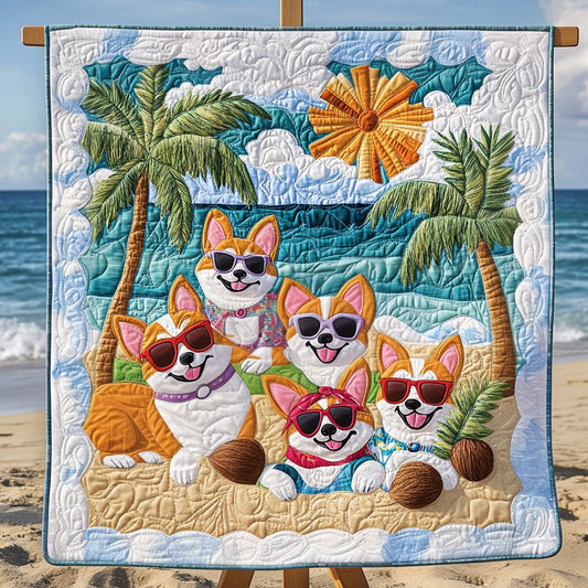 Sunny Paws Paradise Quilted Blanket - Throw (55" x 60")