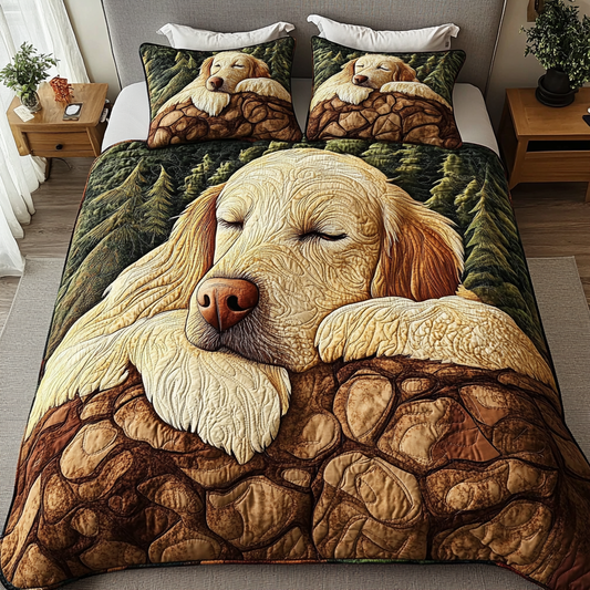 Sunny Retriever 3-Piece Quilted Bedding Set - Single (59" x 70")