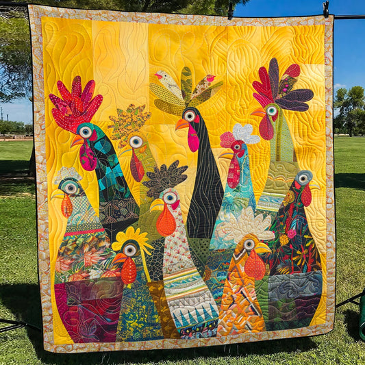 Sunrise Roosters Quilted Blanket - Throw (55" x 60")