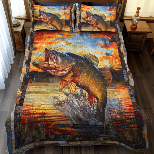 Sunset Bass 3-Piece Quilted Bedding Set - Single (59" x 70")