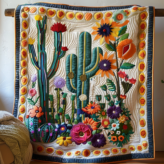 Sunset Saguaro Quilted Blanket - Throw (55" x 60")