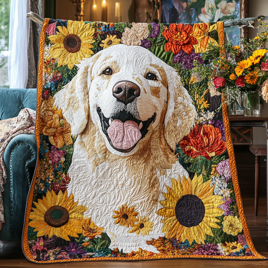 Sunshine Puppy Garden Quilted Blanket - Throw (55" x 60")