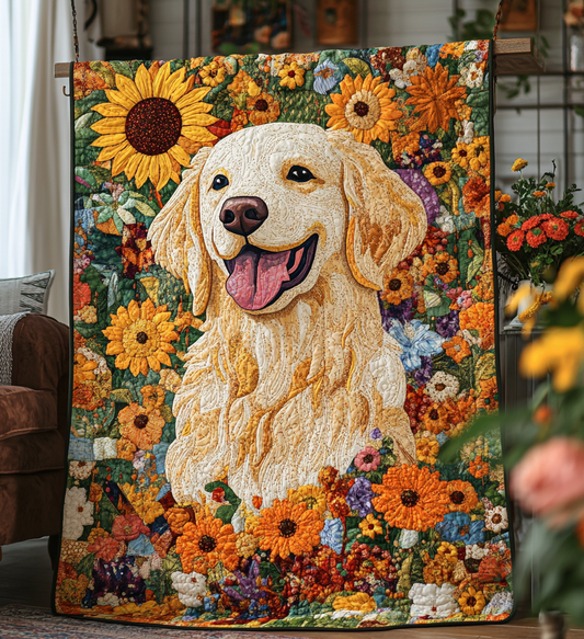 Sunshine Puppy Quilted Blanket - Throw (55" x 60")