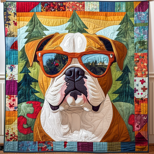 Sunshine Bulldog Adventure Quilted Blanket - Throw (55" x 60")