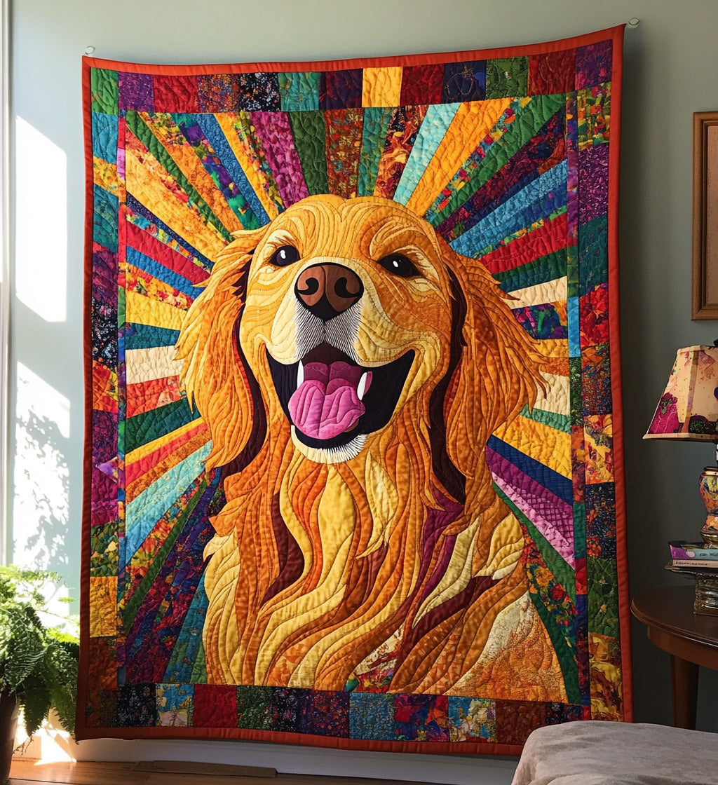 Throw (55'' x 60'') /Sunshine Retriever Quilted Blanket