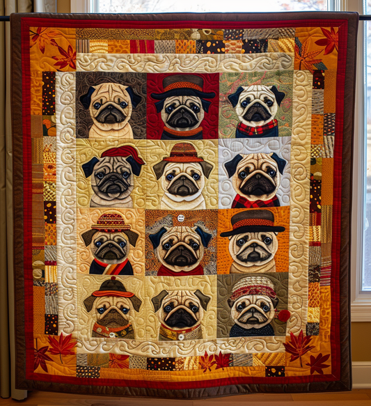 Sweater Pug Quilted Blanket - Throw (55" x 60")