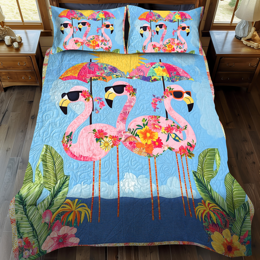 Sweet Flamingo 3-Piece Quilted Bedding Set - Single (59" x 70")