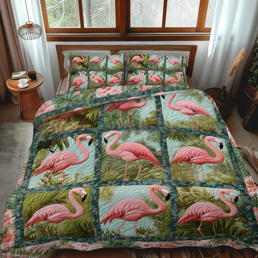 Sweet Flamingo 3-Piece Quilted Bedding Set - Single (59" x 70")