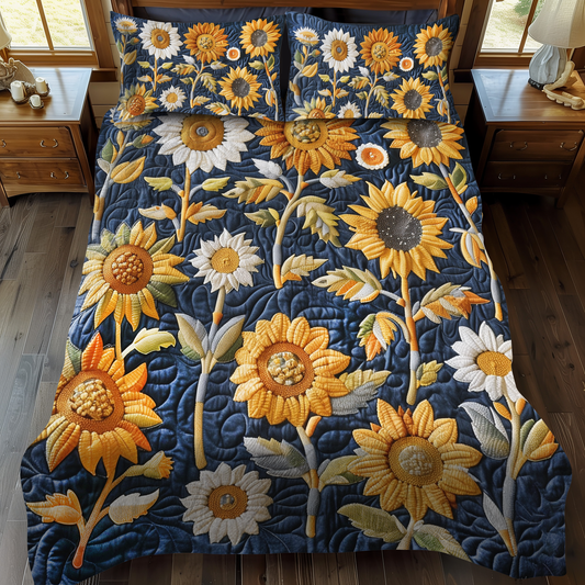 Sweet Sunflowers 3-Piece Quilted Bedding Set - Single (59" x 70")