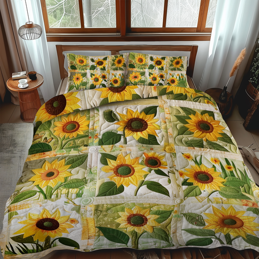 Sweet Sunflowers 3-Piece Quilted Bedding Set - Single (59" x 70")