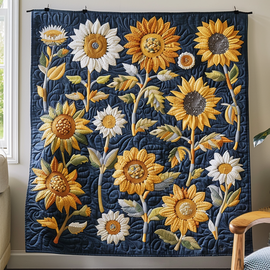 Sweet Sunflowers Quilted Blanket - Throw (55" x 60")