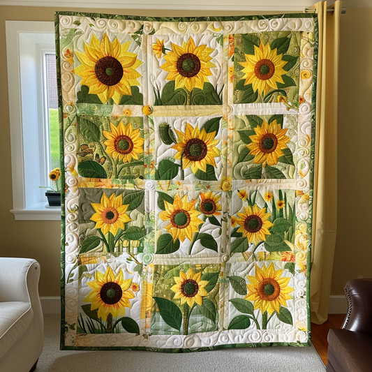 Sweet Sunflowers Quilted Blanket - Throw (55" x 60")