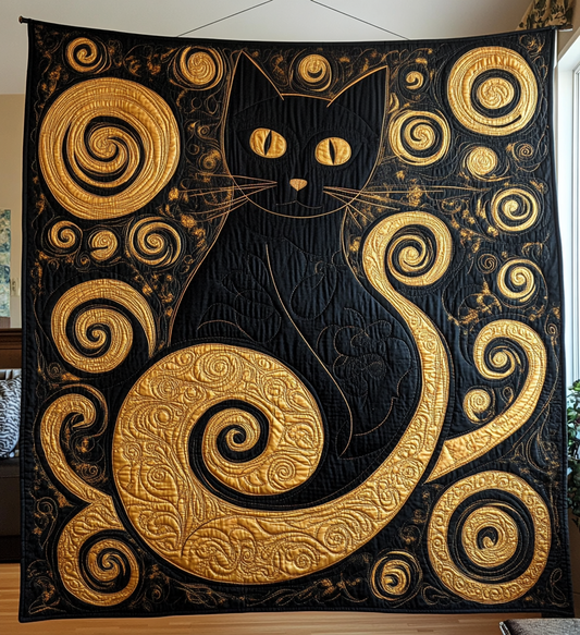 Swirling Feline Quilted Blanket - Throw (55" x 60")