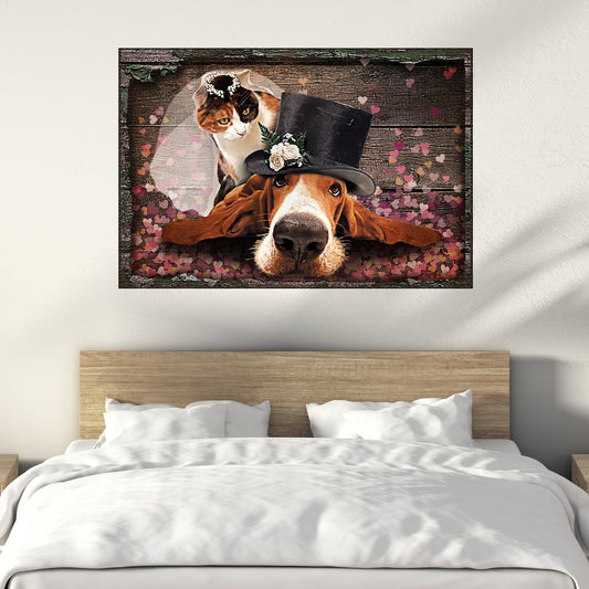 Cat Bride And Dog Groom Canvas Wall Art