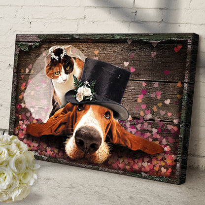 Cat Bride And Dog Groom Canvas Wall Art