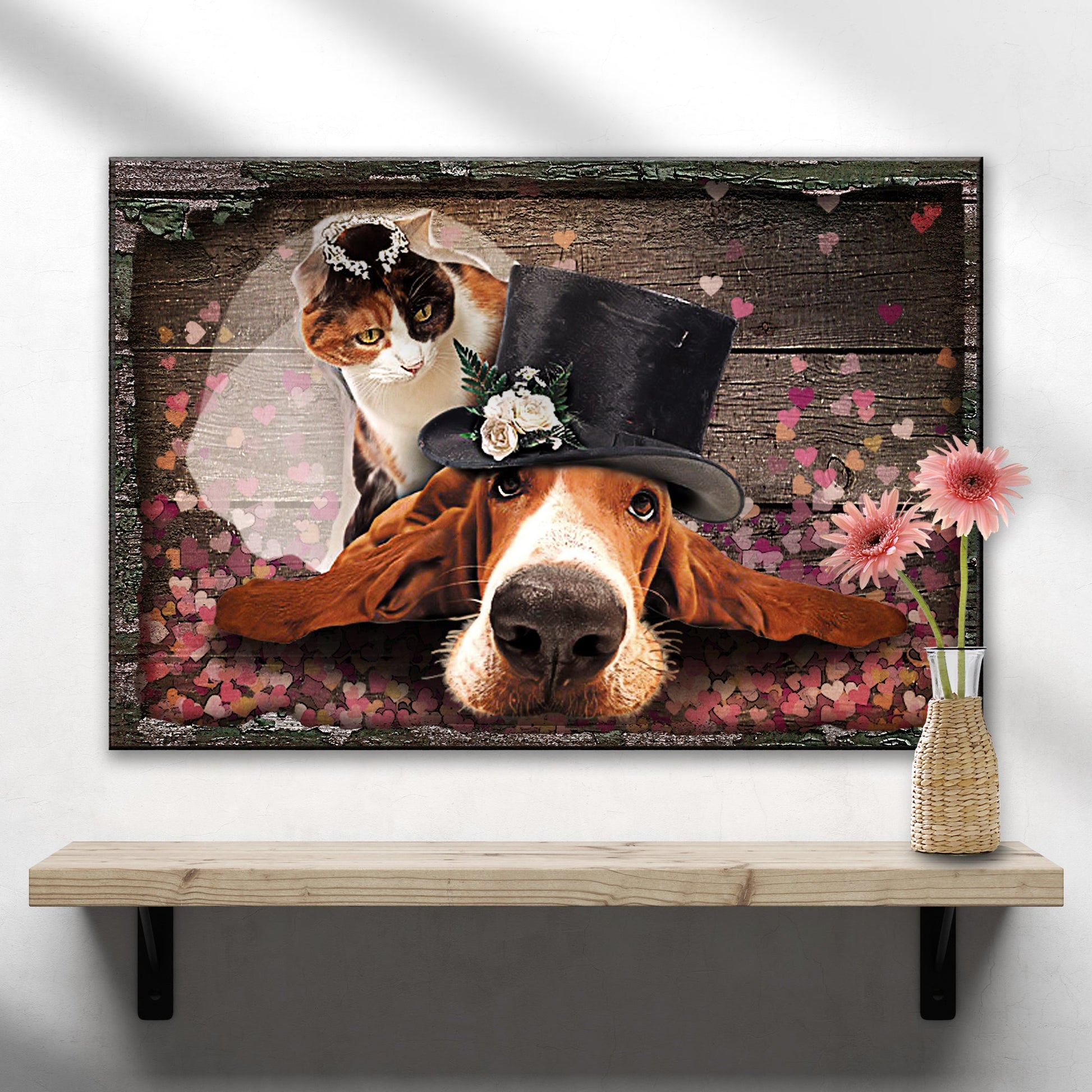Cat Bride And Dog Groom Canvas Wall Art
