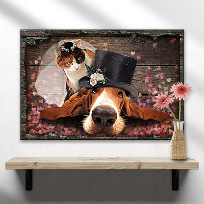 Cat Bride And Dog Groom Canvas Wall Art