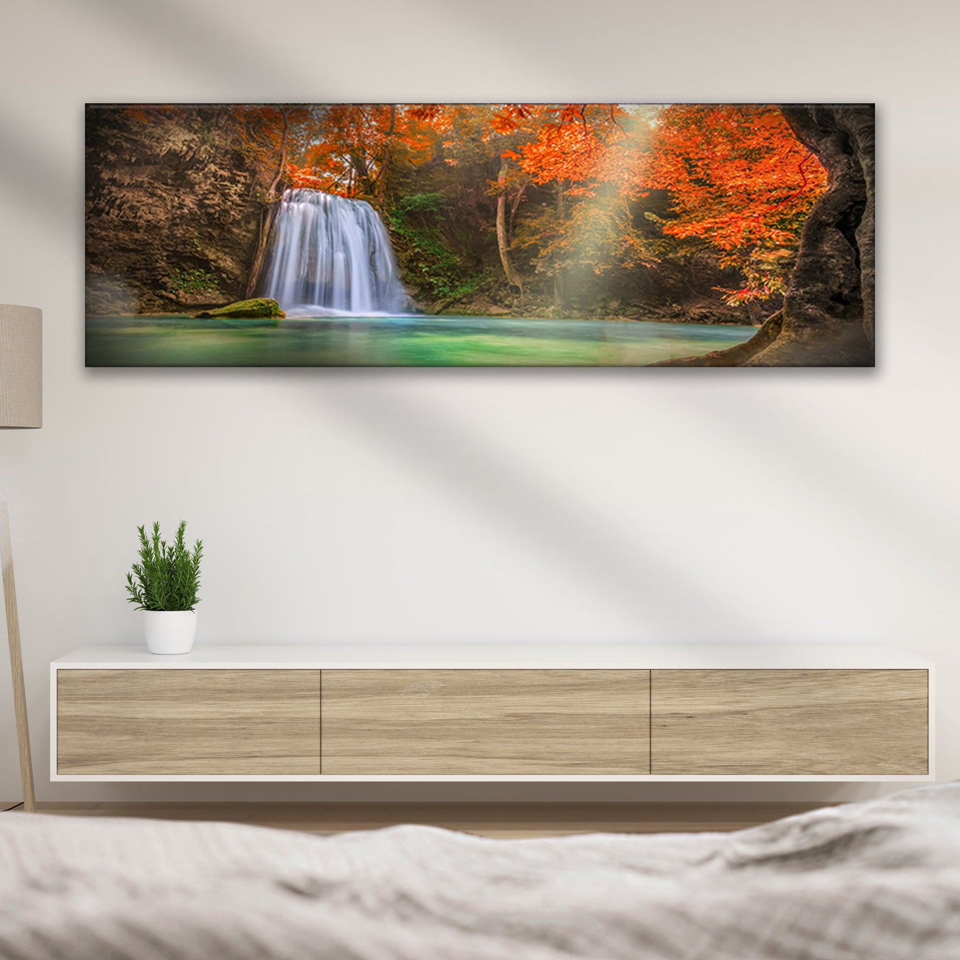 Erawan Waterfalls In Autumn Canvas Wall Art