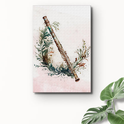 Flute Watercolor Canvas Wall Art