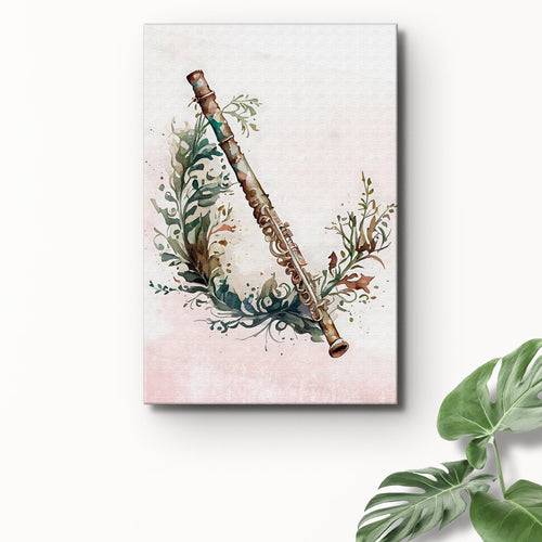 Flute Watercolor Canvas Wall Art