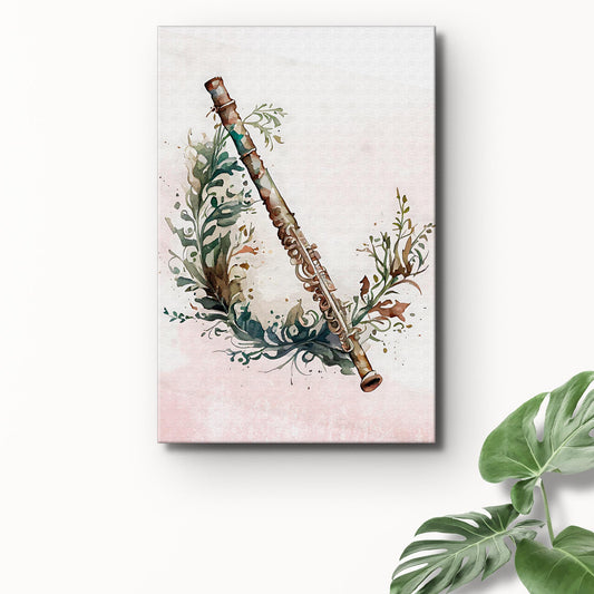 Flute Watercolor Canvas Wall Art