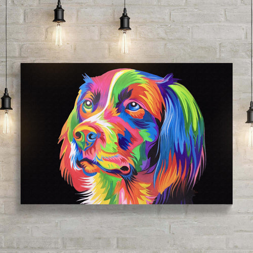 Rainbow Dog Painting Canvas Wall Art