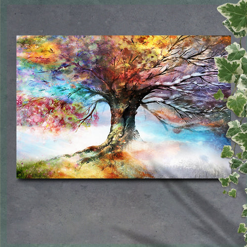 Rainbow Season Tree Canvas Wall Art (Free Shipping)