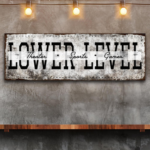 Lower Level Theater Sports Games Basement Bar Sign