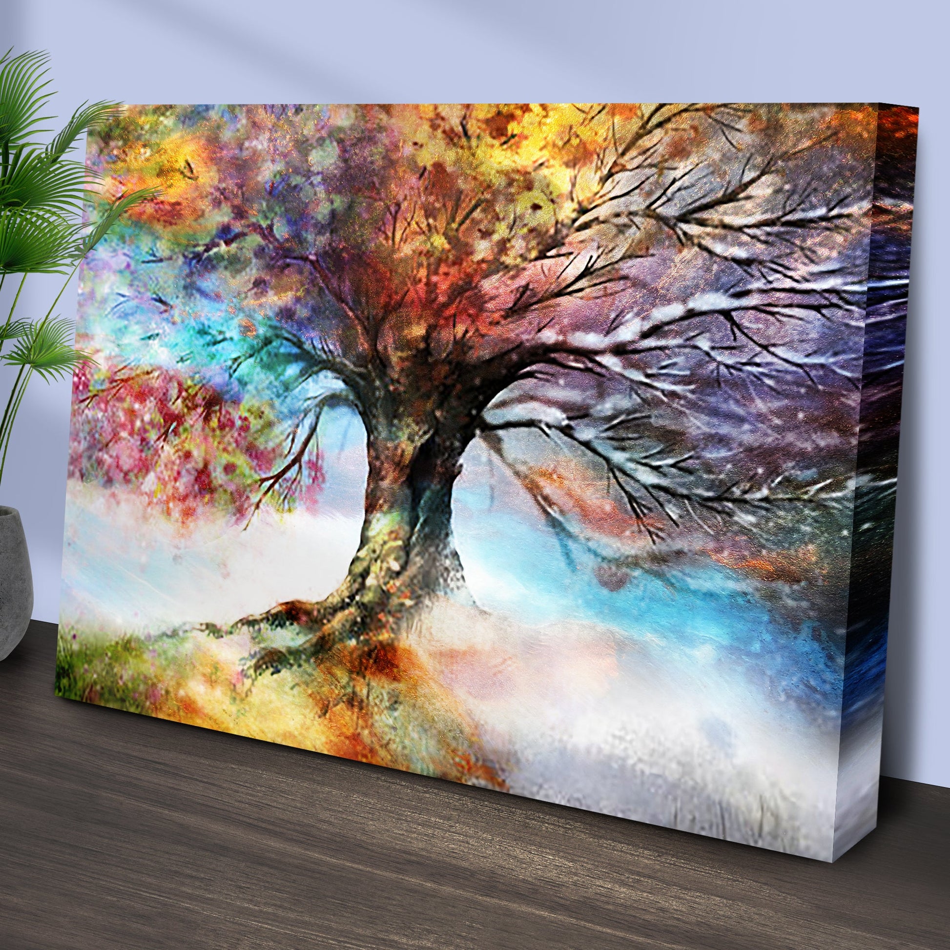 Rainbow Season Tree Canvas Wall Art (Free Shipping)
