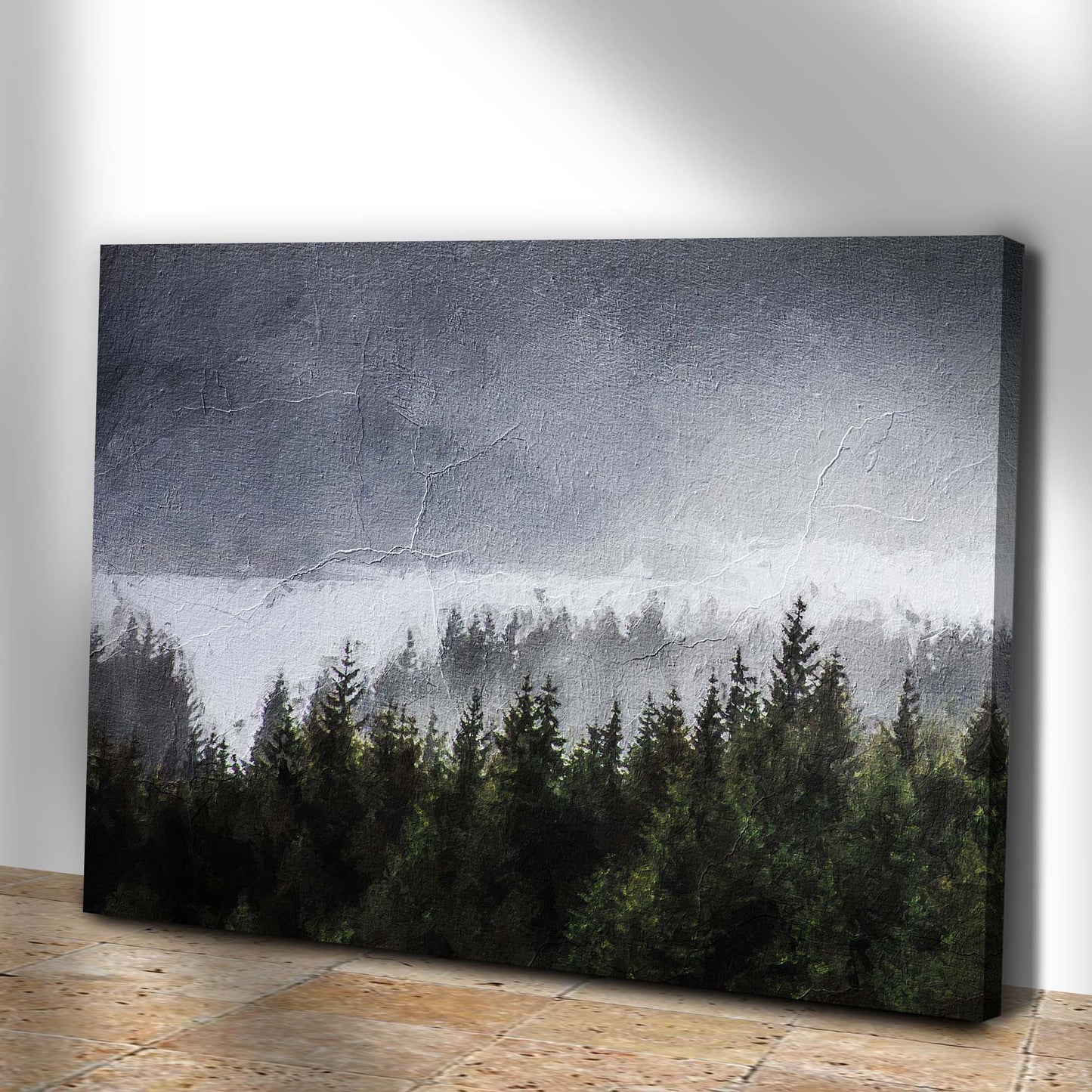 Into The Mist Among The Forest Canvas Wall Art