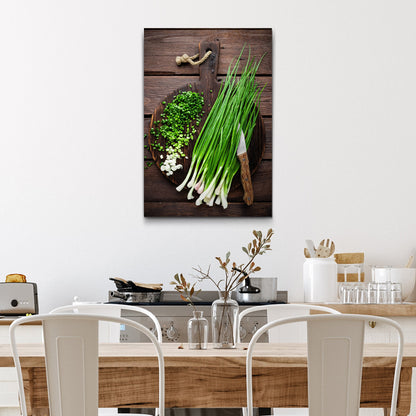 Plant Herb Chopped Chives Canvas Wall Art