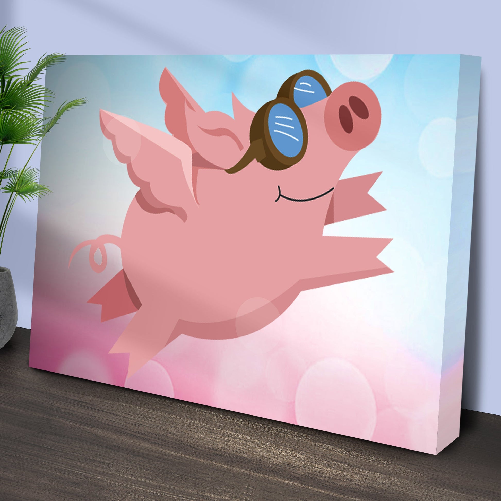 Flying Pig Cartoon Canvas Wall Art (Free Shipping)